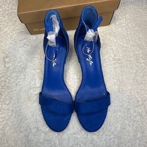 Herstyle Royal‎ Blue Open Toe Block Heel Ankle Strap Sandals Size 7.5